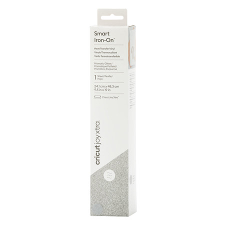 Cricut Joy Xtra Prismatic Glitter Smart Iron-On Heat Transfer Vinyl, 9.5x19" Roll, Silver