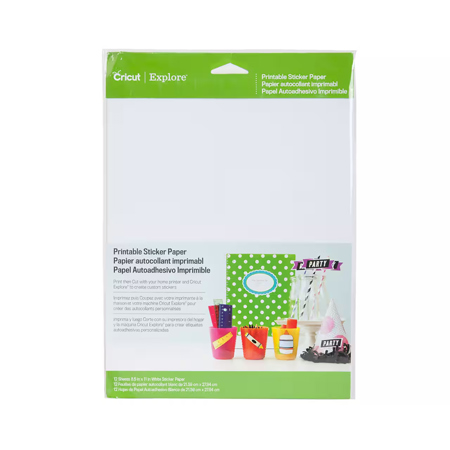 Cricut Printable Sticker Paper, 8.5x11", White, 12-Sheets