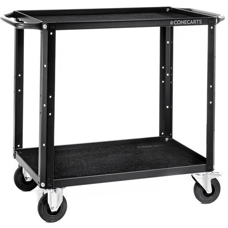 ConeCarts 2-Shelf Small Basic Cart with Black Moquette