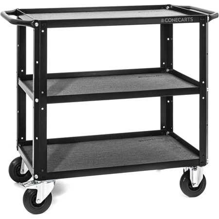 ConeCarts 3-Shelf Small Basic Cart with Gray Moquette