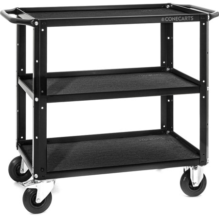 ConeCarts 3-Shelf Small Basic Cart with Black Moquette