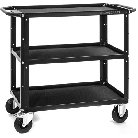 ConeCarts 3-Shelf Small Basic Cart with 3D Textured Rubber Mat