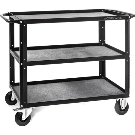 ConeCarts 3-Shelf Large Basic Cart with Gray Moquette