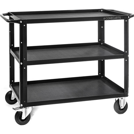 ConeCarts 3-Shelf Large Basic Cart with 3D Textured Rubber Mat