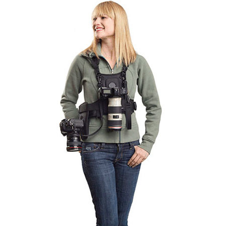 Cotton Carrier Vest System for 2 Cameras with Side Holster - Green