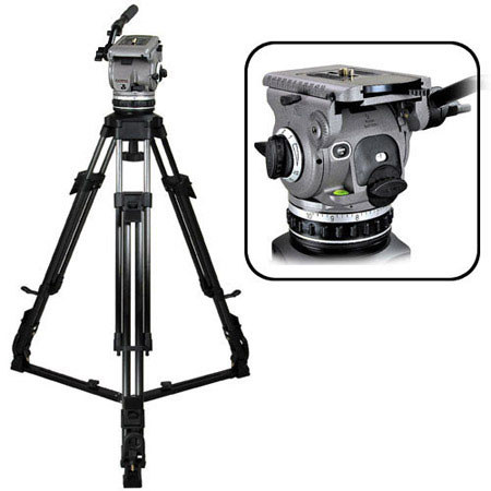 Cartoni G104 Aluminum L502 Tripod with Gamma Video Head & Gound Spreader