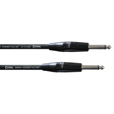 Cordial Cables Instrument Cable, 1/4" TS Male to 1/4" TS Male, 5', Black