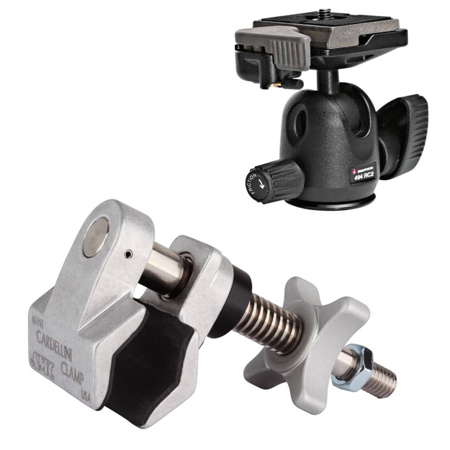 Cardellini Manfrotto 494 Mini Ball Head with QR Plate & MMC Mini Mic Mount Clamp