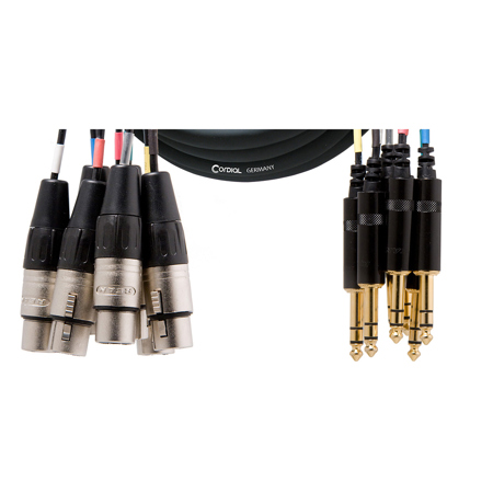 Cordial Cables Balanced Multicore Cable Loom,8x XLR F to 8x 1/4" TRS M,16',Black