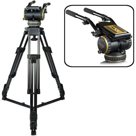 Cartoni S519 3-section Aluminum Tripod with C20S Head - Black
