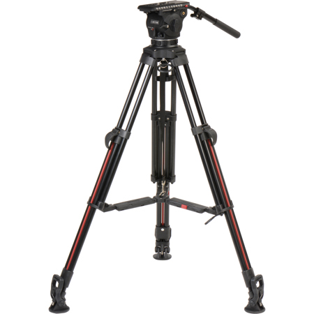 Cartoni Focus 12 Fluid Head, 100mm 3-Section Al Smart Stop Tripod, Mid Spreader