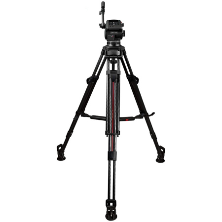 Cartoni Focus 12 Fluid Head, 100mm 3-Section CF Smart Stop Tripod, Mid Spreader