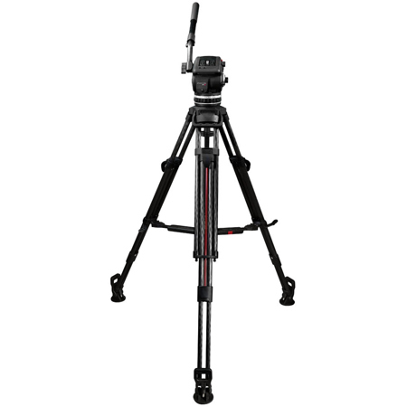 Cartoni Focus 18 Fluid Head, 100mm 3-Section CF Smart Stop Tripod, Mid Spreader