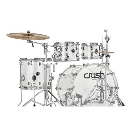 Crush Drums Acrylic 4 Piece Shell Pack, Includes 20x20" Bass Drum, 10x7" Tom Drum, 12x8" Tom Drum and 16x14" Floor Tom Drum