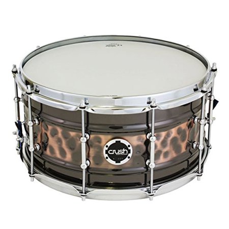 Crush Drums Hybrid Hand Hammered and Rolled 14x7" Steel Snare Drum, Black Nickel