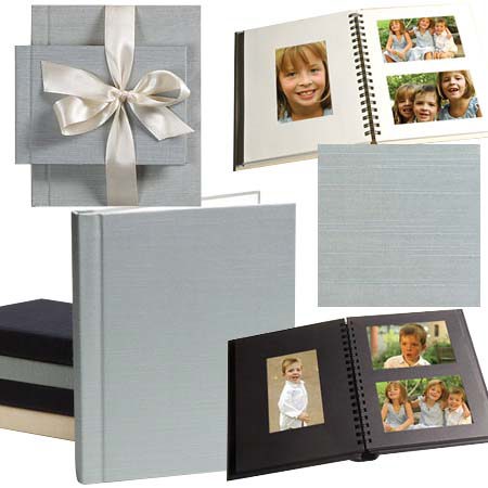 Celine Countryman 9.5" x 7.25" Horiz/Vert 2-Up Windowpane Album for 36 4x6" Photos - Page Color: Black, Cover Color: Adriatique Blue