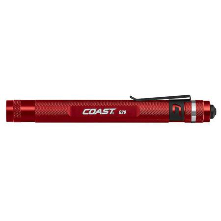 Coast G20 Inspection Beam Penlight, 72' Beam, Red, 2x AAA