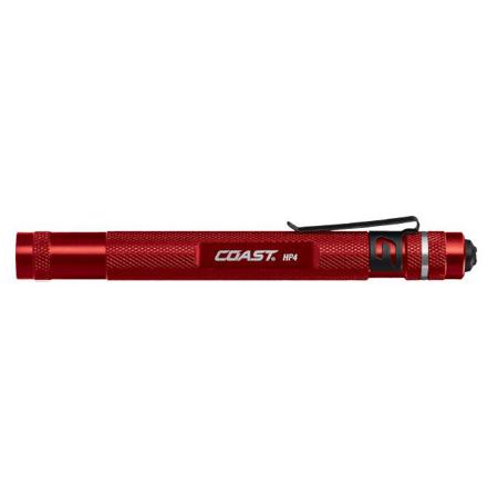 Coast HP4 Bulls-Eye Spot Fixed Beam Penlight, 100 Lumens, 180' Beam, Red, 2x AAA