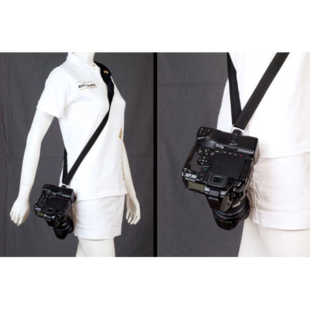 Sun-Sniper Steel, Black on Black Camera Strap with Insurance