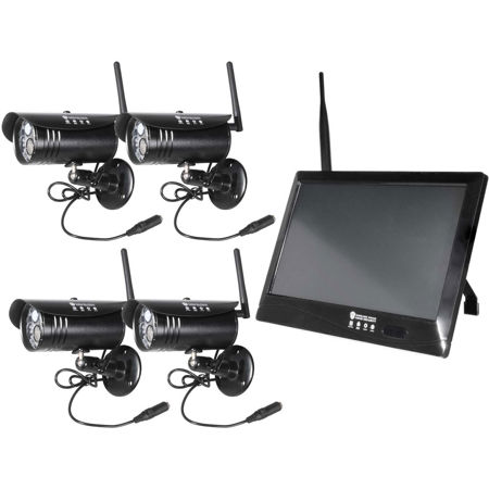 Cinegears Wireless Prime Security Camera System with 10" Touchscreen LCD DVR & 4x 1080P PRO HD Cameras with Night Vision
