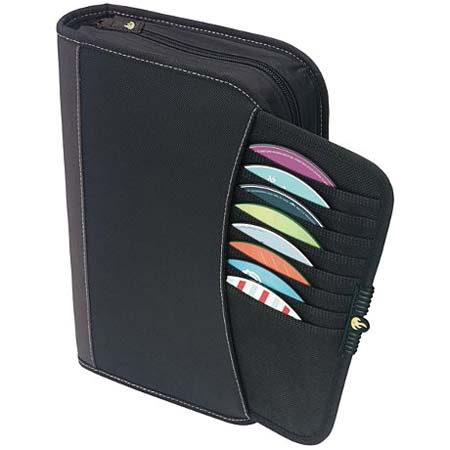 Case Logic Wallet Holds 48 CDs in Separate Sleeves, Color: Black and Grey.