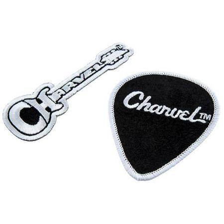 Charvel Logo Guitar and Pick Set of 2 Embroidered Velvet Iron-On Patches
