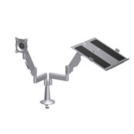 Chief KGL220 Height-Adjustable Monitor/Laptop Dual Arm Desk Mount, Silver