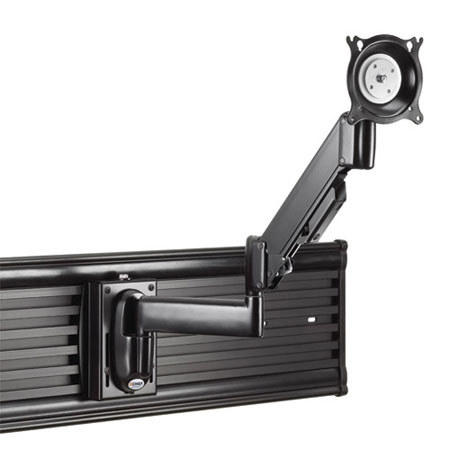 Chief KSG110 Height-Adjustable Dual Arm Slat Wall Mount, Single Monitor, Black