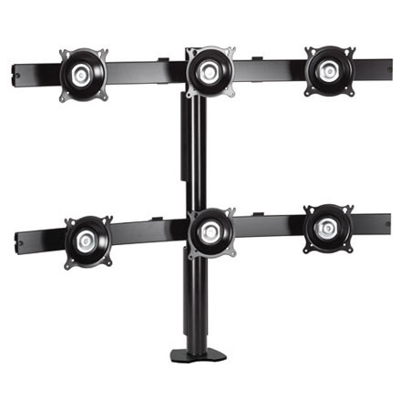 Chief KTC330 Flat Panel Six Monitor Desk Clamp Mount, Black