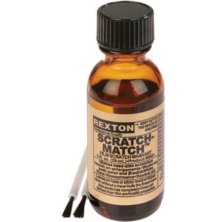 Rexton Scratch Match, Brush Applied Scratch Eliminator for Black & White and Color Negatives, 1 Oz. Bottle