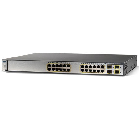 Cisco Catalyst 3750 24 Ports PoE Ethernet Switch, 4 SFP Enhanced Image