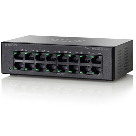 Cisco SF100D-16P 16-Port 10/100 PoE Desktop Switch