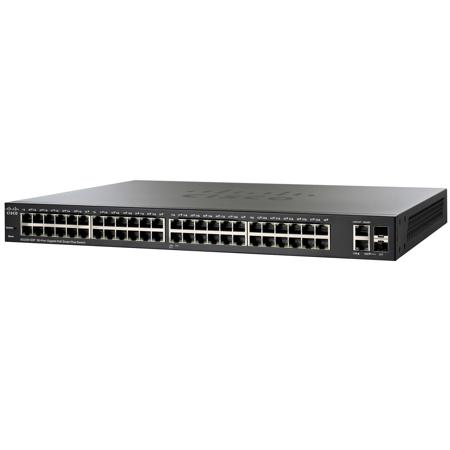 Cisco SG220-50P-K9 48-Port 10/100/1000 Gigabit PoE Smart Plus Switch, 375W Power Budget