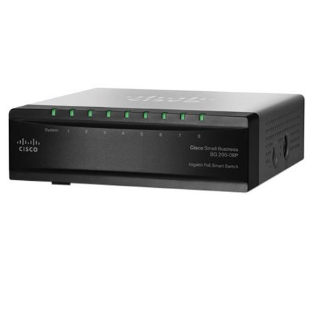 Cisco SG200-08P 8-Port 10/100/1000 Gigabit PoE Smart Switch