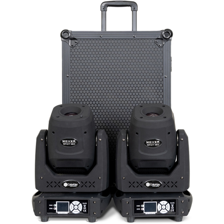 ColorKey Mover Spot 150 90W LED Moving Head 2-Light Kit with Flight Case Trolley, All Black