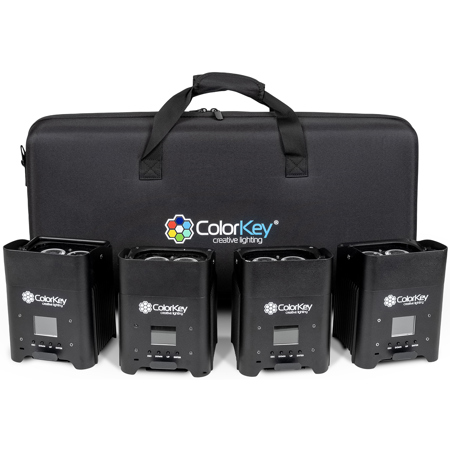 ColorKey AirPar HEX 4 RGBWA+UV Battery-Powered Wireless LED PAR 4-Light Kit with Hardshell Case