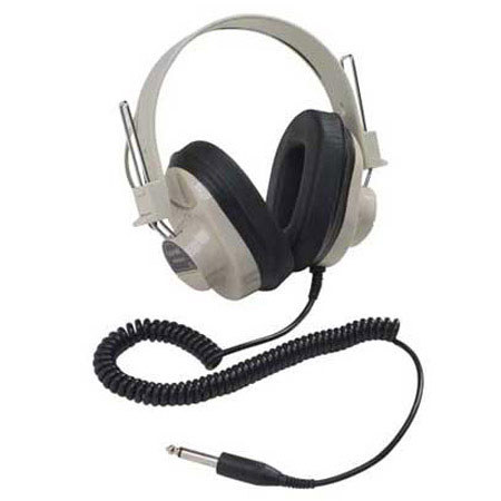 Califone Deluxe 2924AVP Monaural Wired Headphones with Attached 6' Coiled Cord