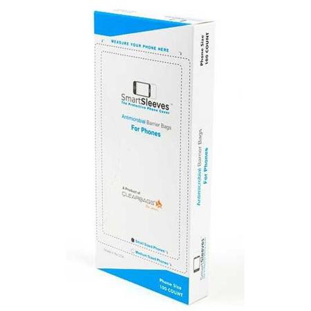 ClearBags Antimicrobial SmartSleeves for Phones, Small, 100-Pack