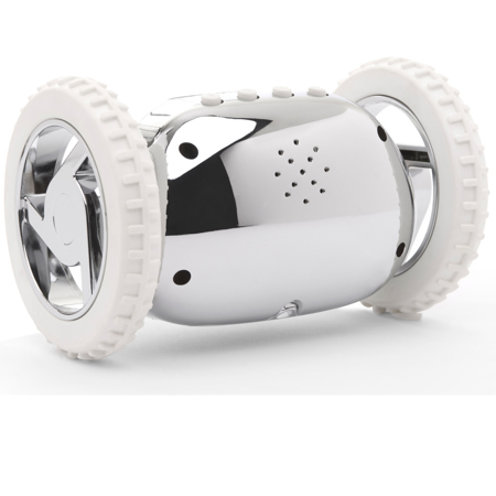 Clocky Runaway Alarm Clock on Wheels, Chrome