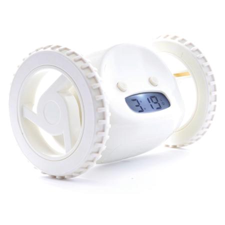 Clocky Runaway Alarm Clock on Wheels, White