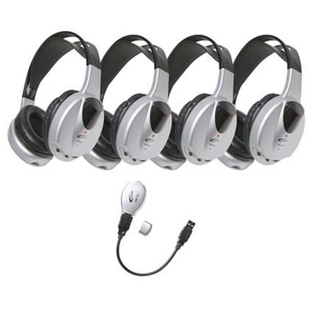 Califone HIR-KT4 4-Person IR Stereo/Mono Headphones with Transmitter