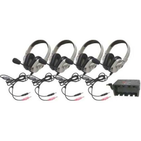 Califone Titanium 4-Piece Dual 3.5mm Headphone Pack