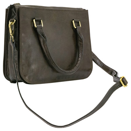 Cameleon Pandora Crossbody Handbag w/ Concealed Carry Compartment, Black Leather