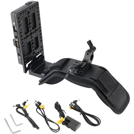 CAMVATE Shoulder Mount with V-Lock Power Splitter and 15mm Dual-Rod Clamp