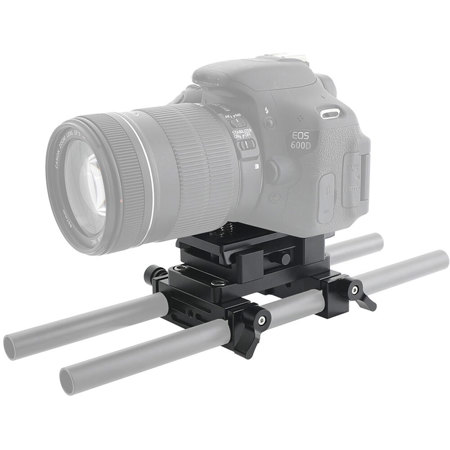 CAMVATE Manfrotto Quick Release Baseplate w/Sliding Plate & 15mm Dual-Rod Clamp