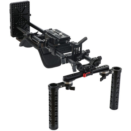 CAMVATE Shoulder Mount Rig with Baseplate, Dual Rosette Handgrip & Lens Support