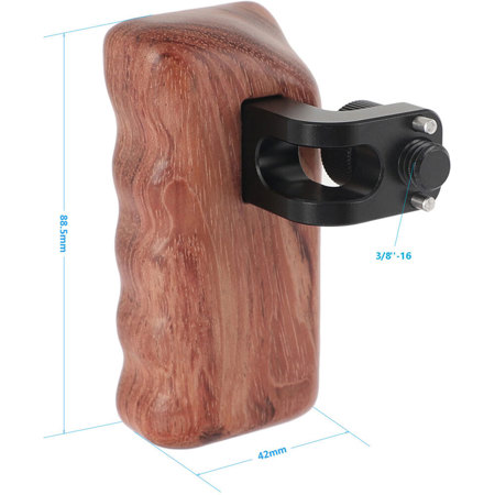 CAMVATE Right Hand Wood Handle Grip with 3/8"-16 Thumbscrew and Arri-Style Pins