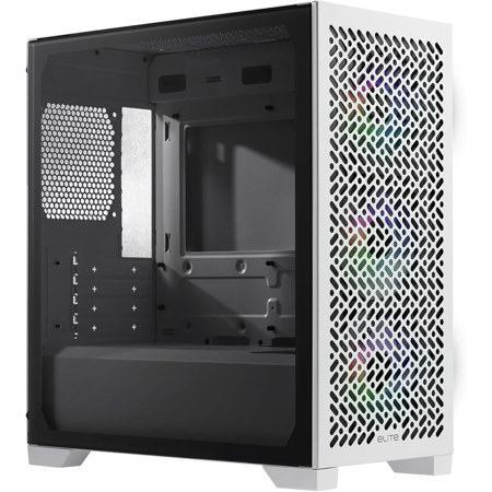 CoolerMaster Elite 302 ARGB Tempered Glass Micro-ATX Mini-Tower Case, Black/White