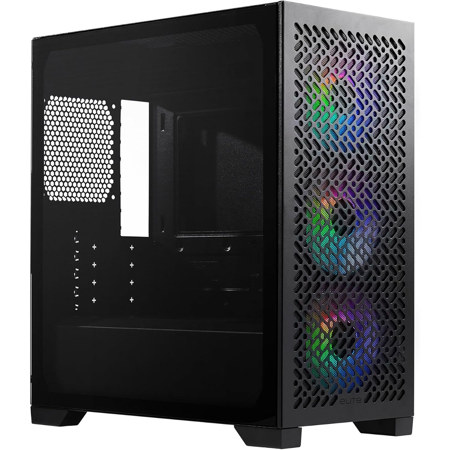 CoolerMaster Elite 302 ARGB Tempered Glass Micro-ATX Mini-Tower Case, Black