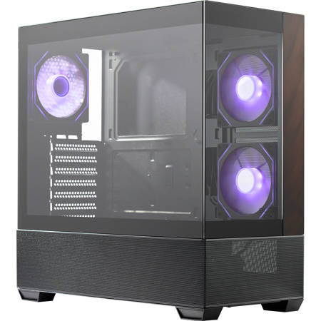 CoolerMaster Elite 690 Wood ARGB Tempered Glass ATX Mid Tower Case, Black